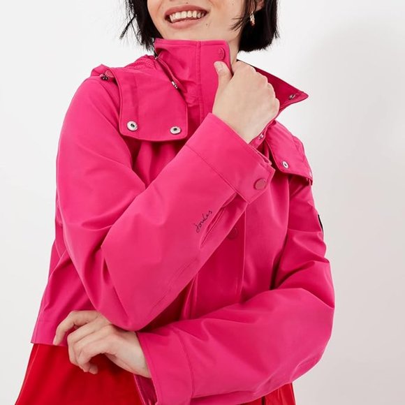 Joules Fuchsia Dewberry Color Block Rain Jacket- NWT- SZ 6- 14 - Picture 2 of 7